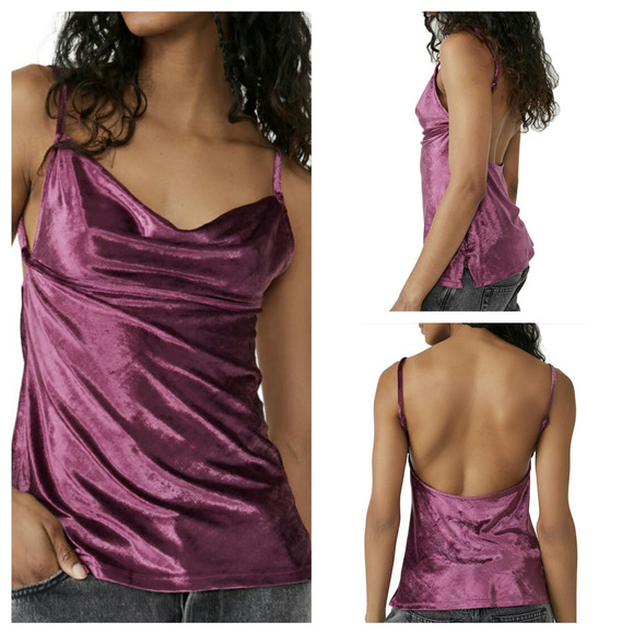 Free People All Night Velvet Tunic Tank Fig Jam (Purple) XS New - Picture 1 of 10
